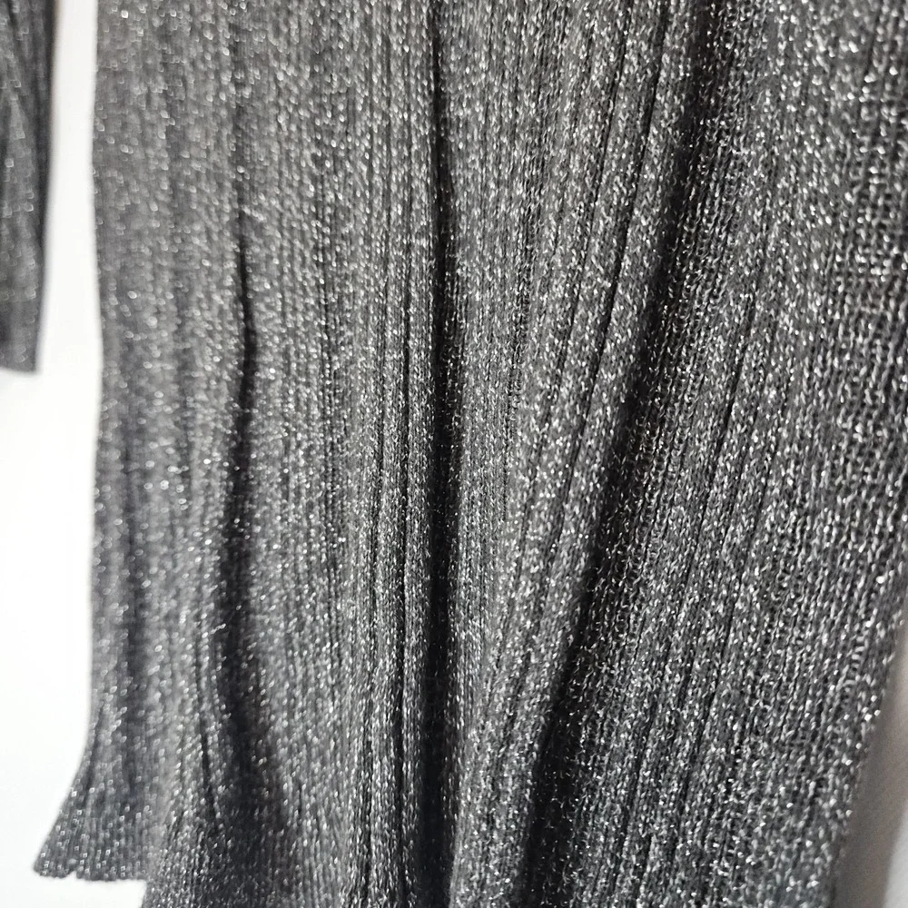 Turtleneck‎ Sweater Women Small Silver Metallic Ribbed Studio Y Sparkle NWT